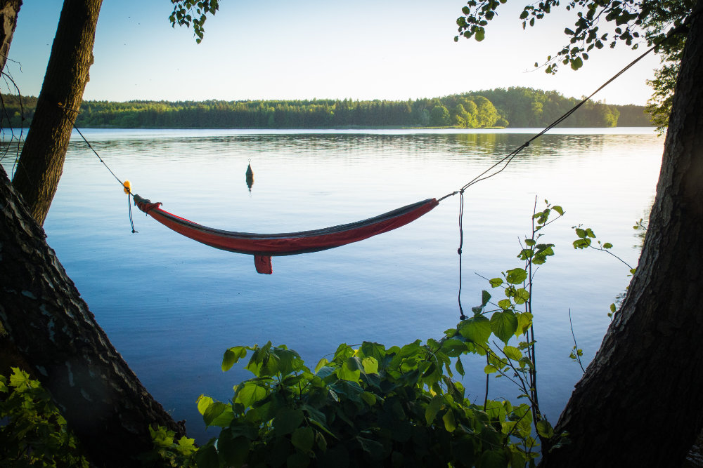 noc w&nbsp;lesie w&nbsp;hamaku